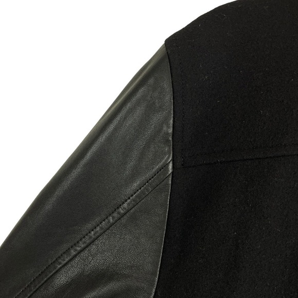 All Saints Toku Wool Blend Leather Bomber Jacket Black Size L - Picture 4 of 10